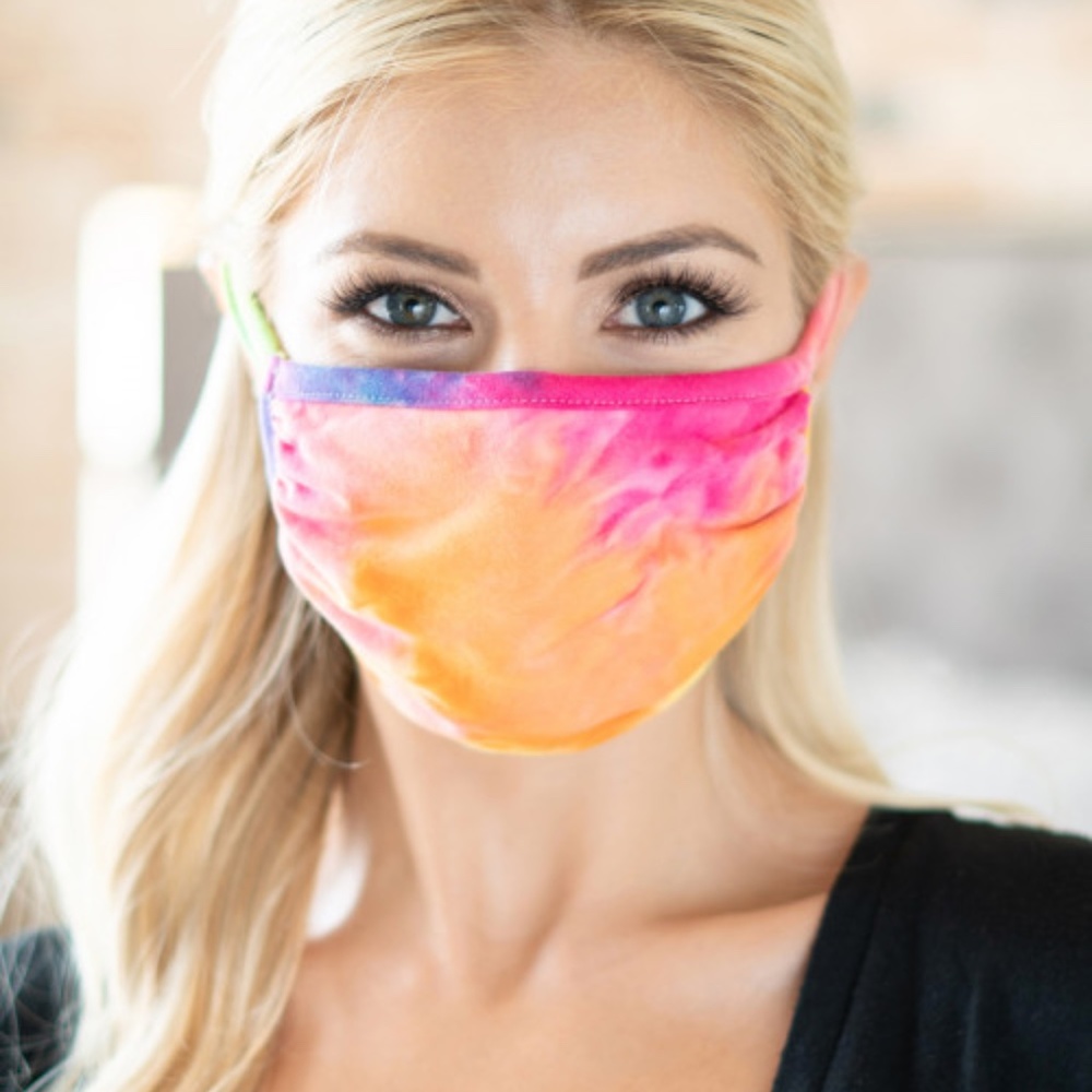 2 for 20! Rainbow tie dye face mask